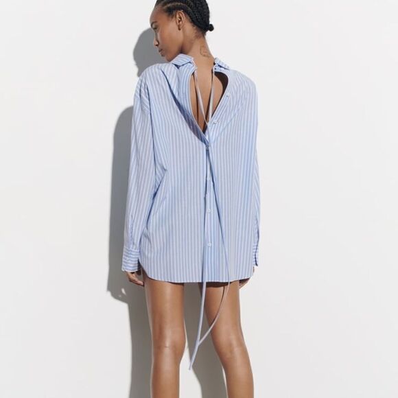 ZARA OVERSIZED STRIPED SHIRT WITH BUTTONS - Picture 12 of 12